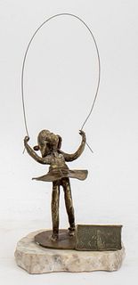 R.J. Winship "Girl Jumping Rope" Bronze Sculpture