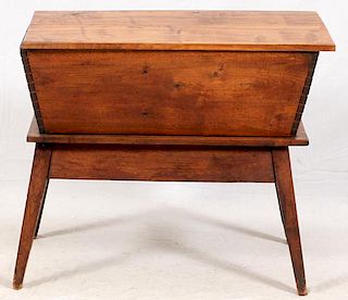 CONTINENTAL PINE DOUGH BOX ON STAND 19TH C.