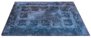 W & J Sloane Blue Shag Rug / Carpet, 9' H x 6' 6"
