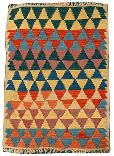 South American Hand-Woven Tapestry Rug, 3' x 2'
