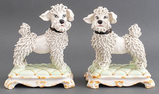 Mid-Century Italian Faenza Poodles on Pillows, 2