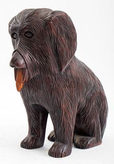 Carved Sculpture of a Bearded Collie Dog