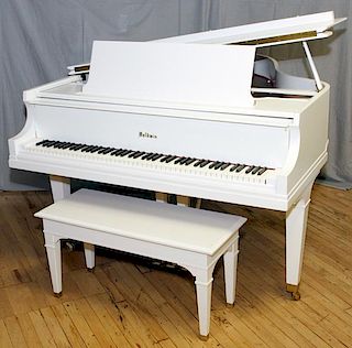 BALDWIN GRAND PIANO 1948 GLAZED WHITE