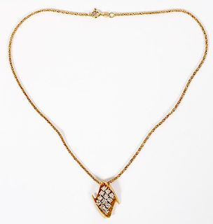 DIAMOND AND 14KT GOLD PENDANT ON CHAIN