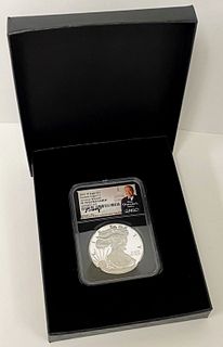 2021-W American Silver Eagle NGC PF70 Ultra Cameo Advance Releases Signed By Edmund C. Moy