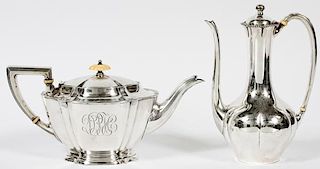 AMERICAN STERLING SILVER TEA AND COFFEE POTS