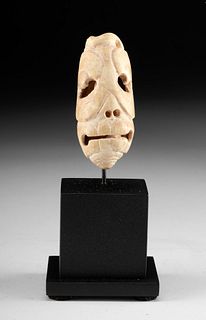 Rare Maya Carved Shell Tinkler w/ Skull Face