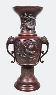 Large Antique Japanese Bronze Urn