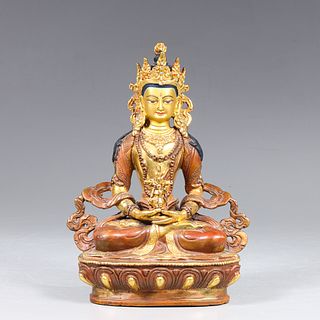 Tibetan Bronze Copper Alloy Aparmita Buddha Figure