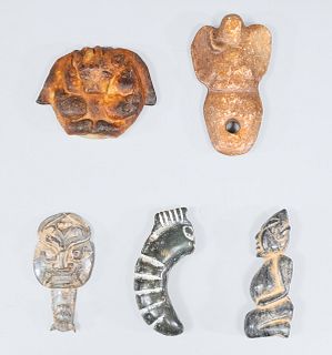 Group of Five Archaic Chinese Style Carved Hardstone Figures