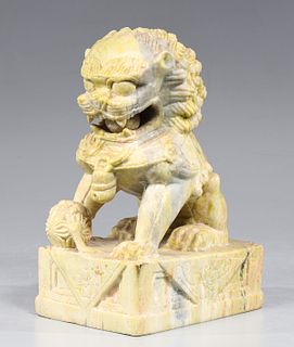 Antique Chinese Carved Hardstone Lion