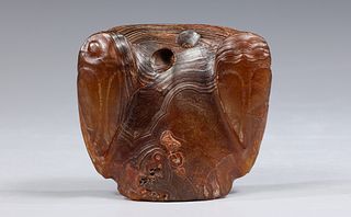 Carved Archaic Chinese Style Carved Agate Owl Figure