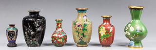 Group of Six Chinese Cloisonne Vases