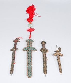 Group of Four Antique Chinese Coin Swords
