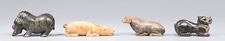 Group of four Archaic Chinese Style Carved Hardstone Animal Figures