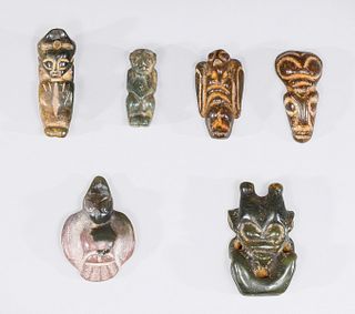 Group of Six Archaic Chinese Style Carved Hardstone Figures