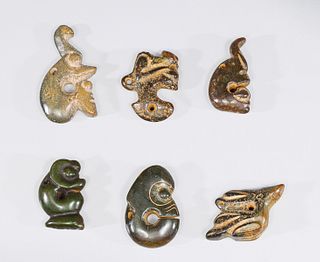 Group of Six Archaic Chinese Style Carved Hardstone Figures