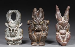 Group of Three Archaic Chinese Style Carved Hardstone Figures