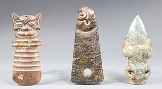 Group of Three Archaic Chinese Style Carved Hardstone Implements