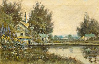 Attributed, Lakeside Home Landscape