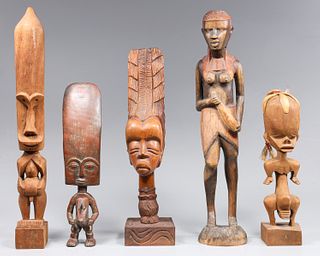 Group of Five Large Carved African Figures