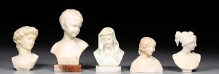 Group of Five Vintage Carved Busts