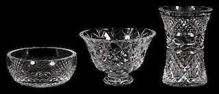 WATERFORD CRYSTAL BOWLS AND VASE 3 PIECES