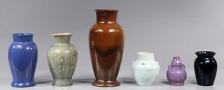 Group of Six Asian Pottery Vase Collection
