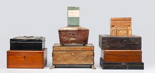 Group of Thirteen Antique Boxes and Poket Nature Library