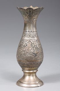 Persian Etched Silver Vase