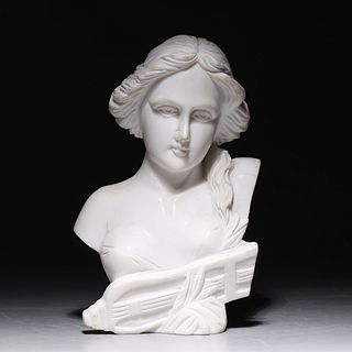 Vintage White Marble Bust of Erato
