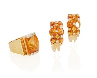 A set of Bellarri citrine and diamond jewelry