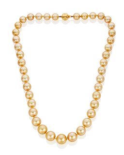 A golden South Sea cultured pearl necklace