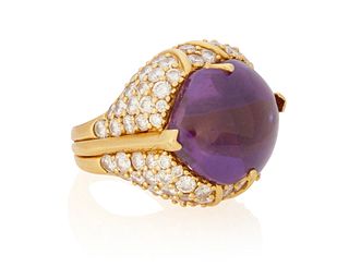 An amethyst and diamond ring