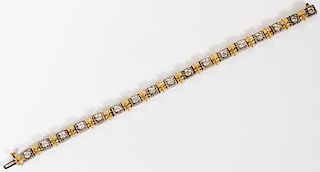 DIAMOND AND 14KT WHITE AND YELLOW GOLD BRACELET