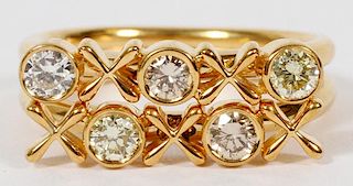 DIAMOND AND 18KT YELLOW GOLD RINGS 2 PIECES