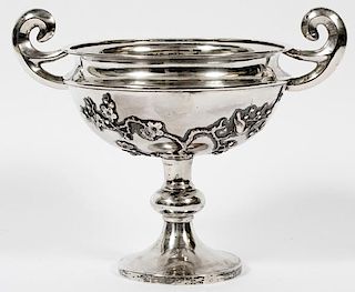 CHINESE SILVER PEDESTAL BASE COMPOTE