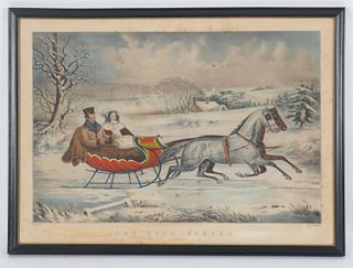 Currier & Ives; The Road, - Winter, Lithograph
