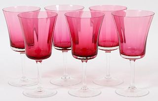 CRANBERRY GLASS GOBLETS 6 PIECES