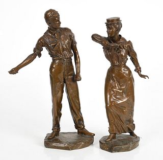 A Pair of Bronze Figures, Tennis Players
