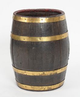 English Brass Bound Staved Oak Keg / Barrel