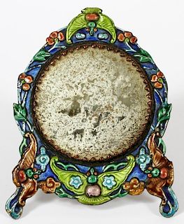 A CHINESE SILVER AND ENAMEL DRESSING MIRROR