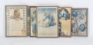 Six Framed Vintage Prints, Advertising
