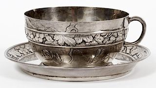 JAPANESE SILVER CUP & SAUCER