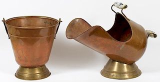 COPPER FIREPLACE SCUTTLE AND BUCKET