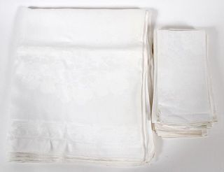 WHITE LINEN NAPKINS & MATCHING TABLECLOTH 13