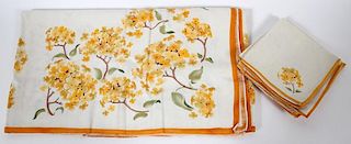FRENCH LINEN FLORAL TABLECLOTH & NAPKINS 13