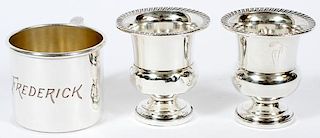 AMERICAN STERLING CHILDREN'S CUP & 2 TOOTHPICK URNS
