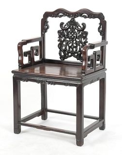 Chinese Carved Rosewood Armchair