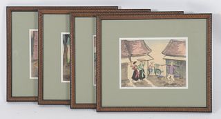 A Set of Four Chinese Woodblock Prints